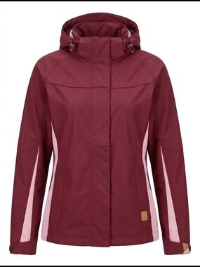 WIND RIVER Women's Hooded Shell Jacket For Spring in Burgundy with Pink Accents